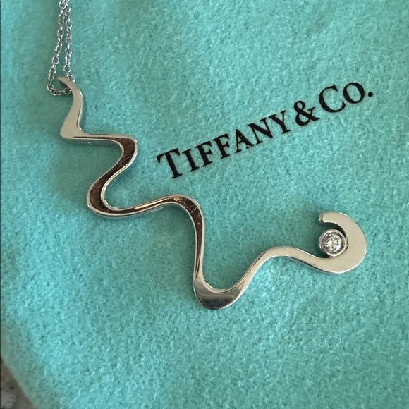 Tiffany & Co. Frank Gehry 18K White Gold Diamond Equus Pendant Necklace 16" - Picture 2 of 10